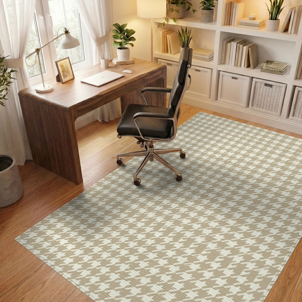 Beige Geometric Rhythmic Rug - office