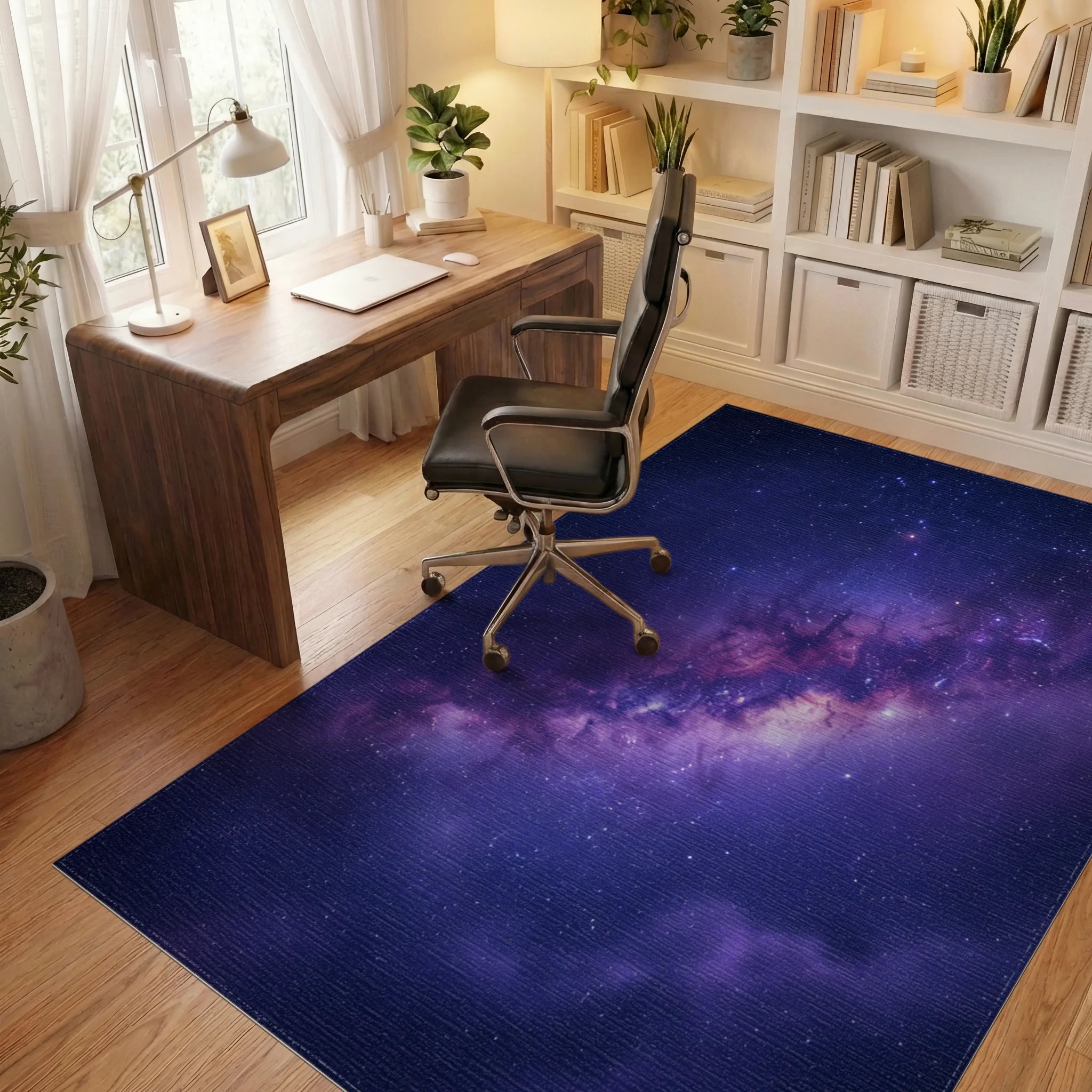 Blue Purple Silver Rug - office