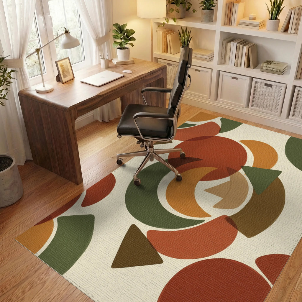 Modern Cream Olive Rug - office