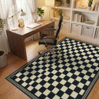 Gray Cream Geometric Rug - office