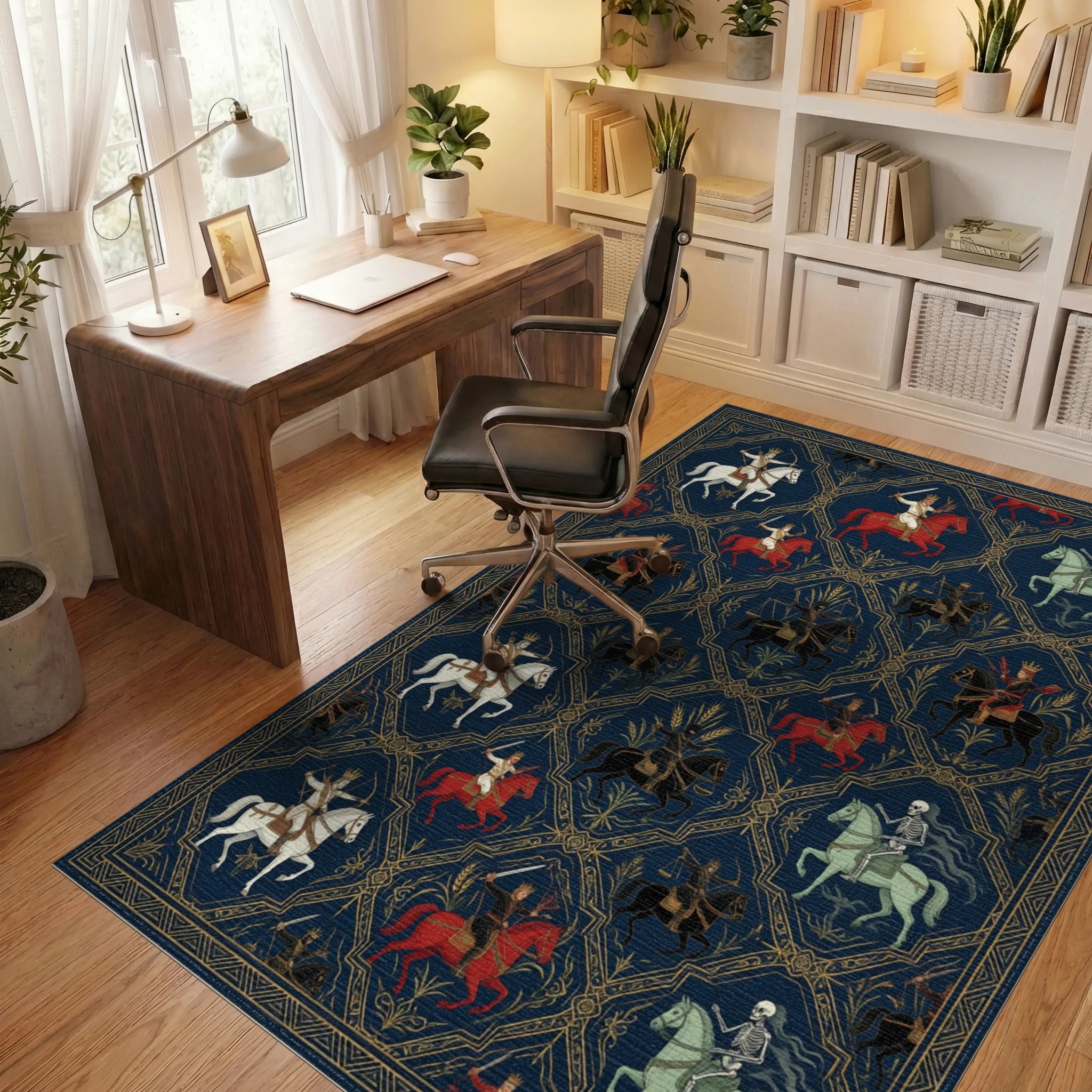 White Red Black Rug - office