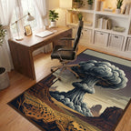 Gray White Green Rug - office