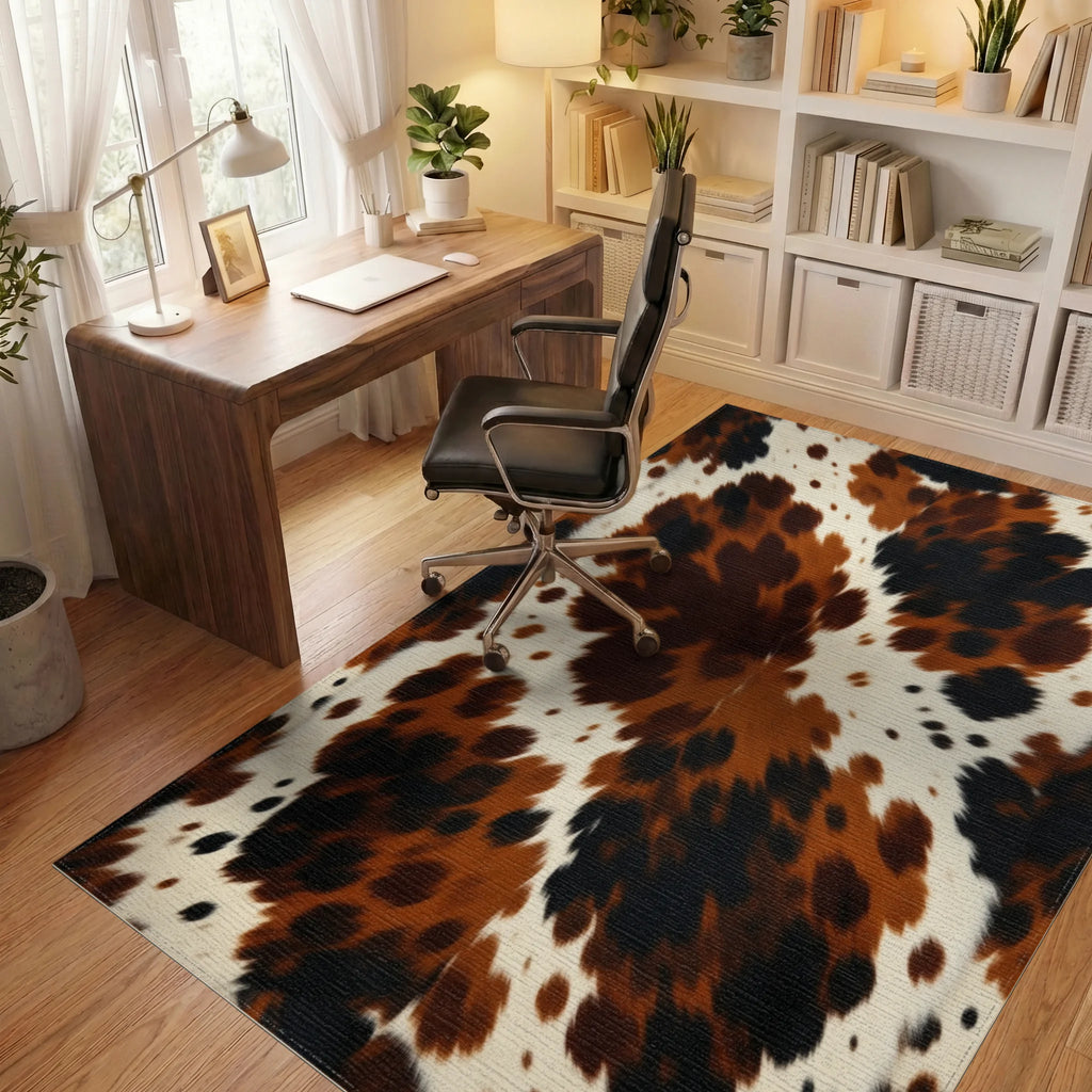 Brown Black Cream Rug - office