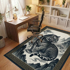 Charcoal Tiger Mountain Ink Area Rug - office