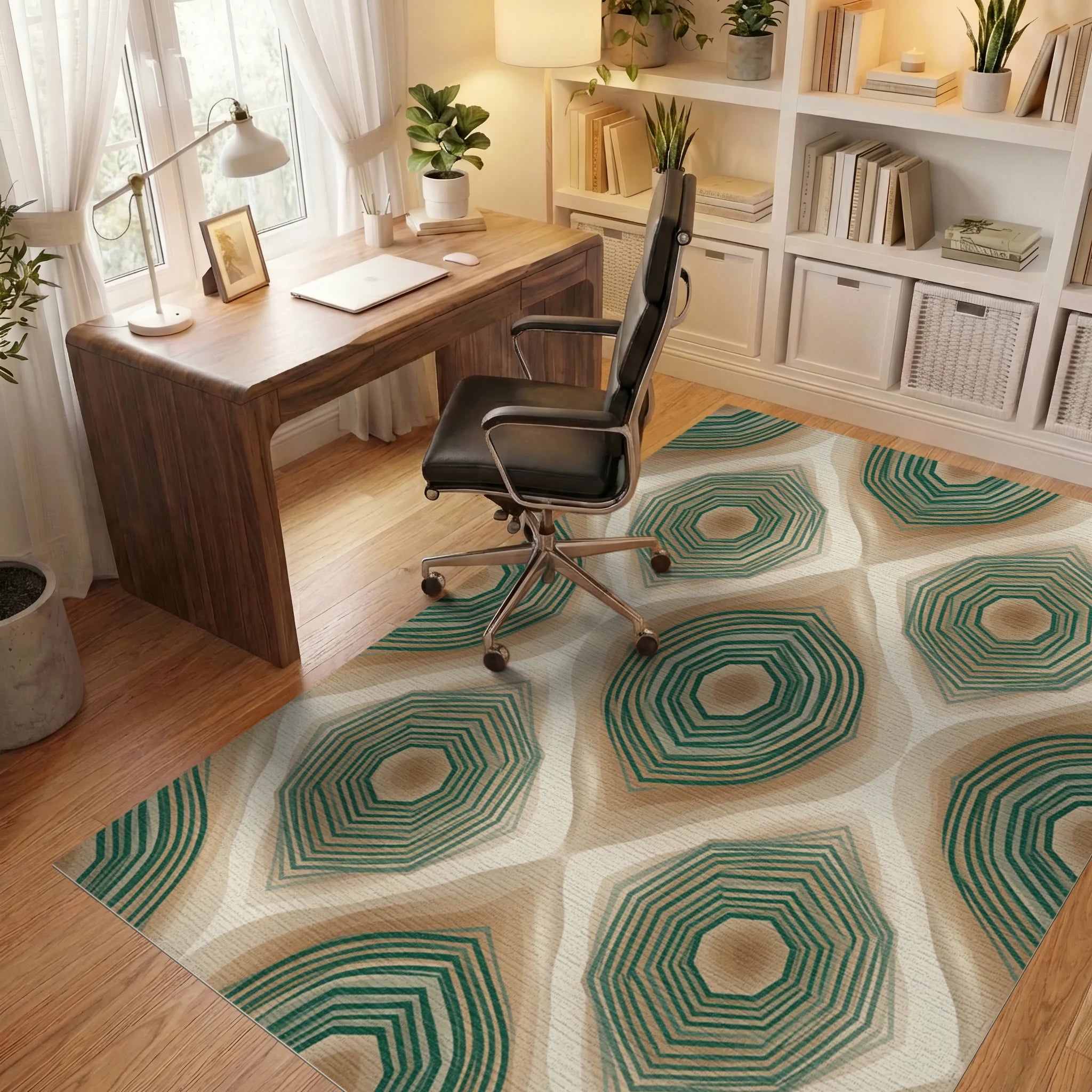 Beige Tan Brown Rug - office