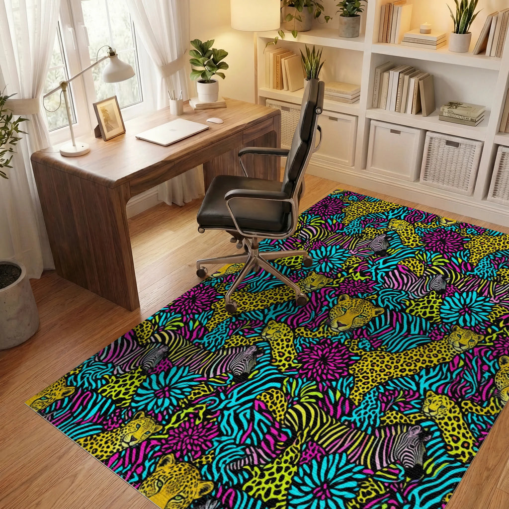 Magenta Yellow Energetic Rug - office