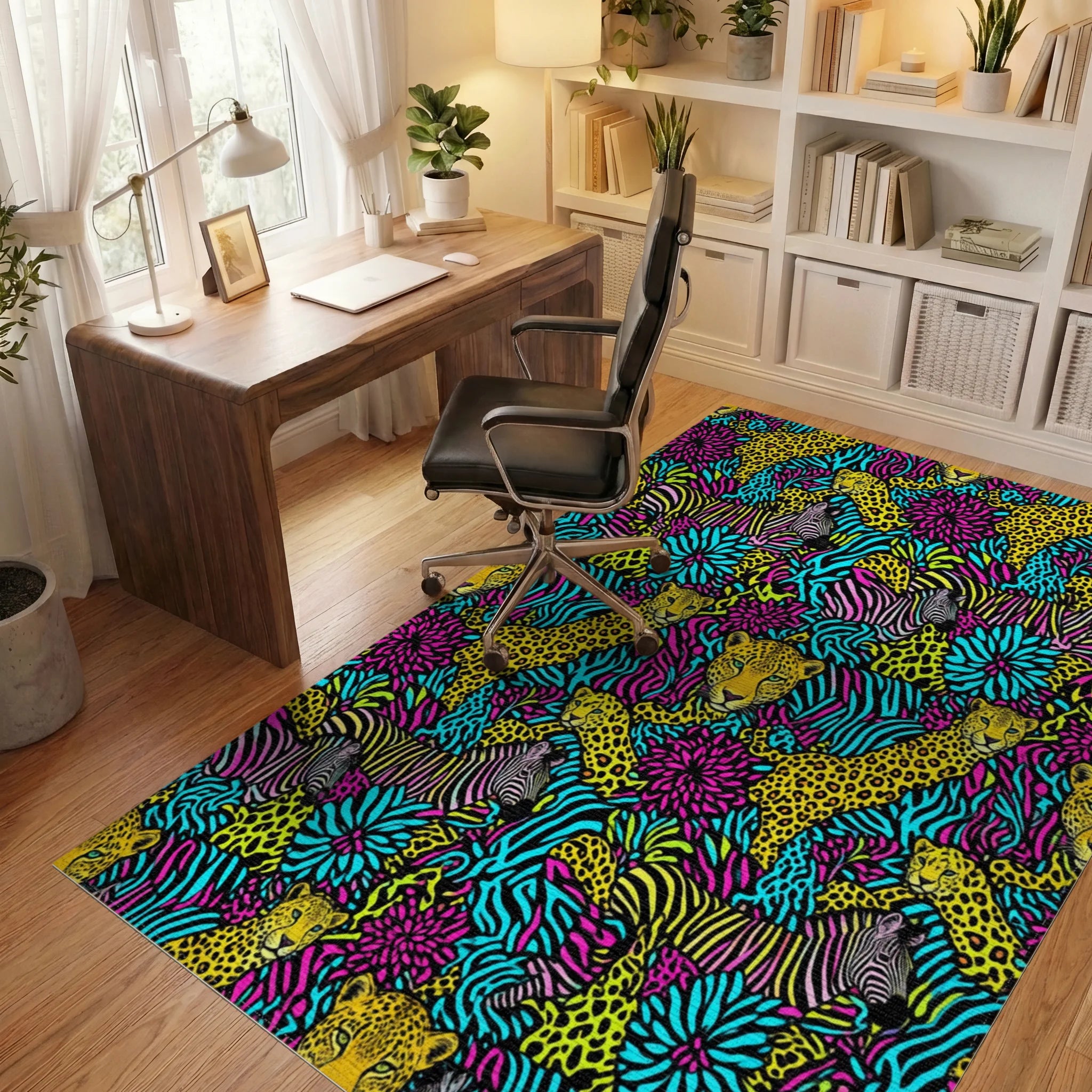 Magenta Yellow Energetic Rug - office