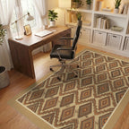 Traditional Brown Beige Rug - office