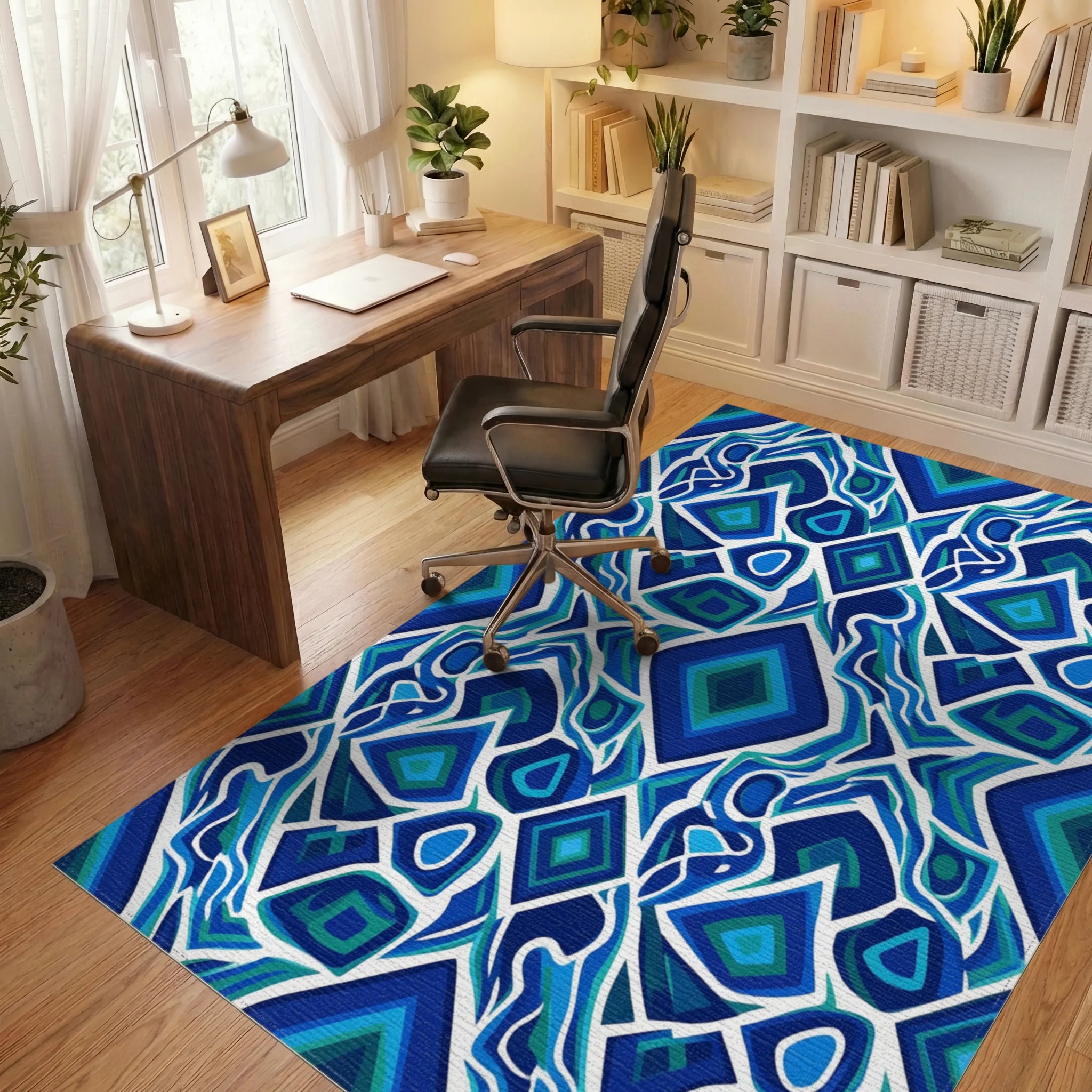 Moroccan Blue Navy Rug - office