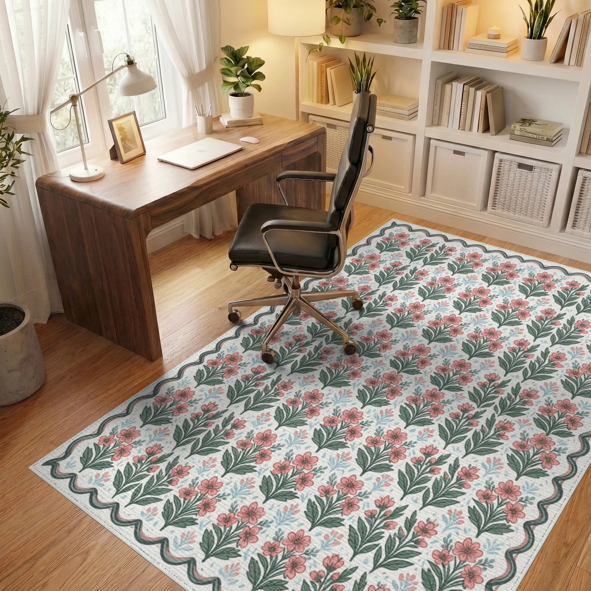 Pink Green Blue Rug - office