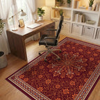 Crimson Orange Coral Rug - office