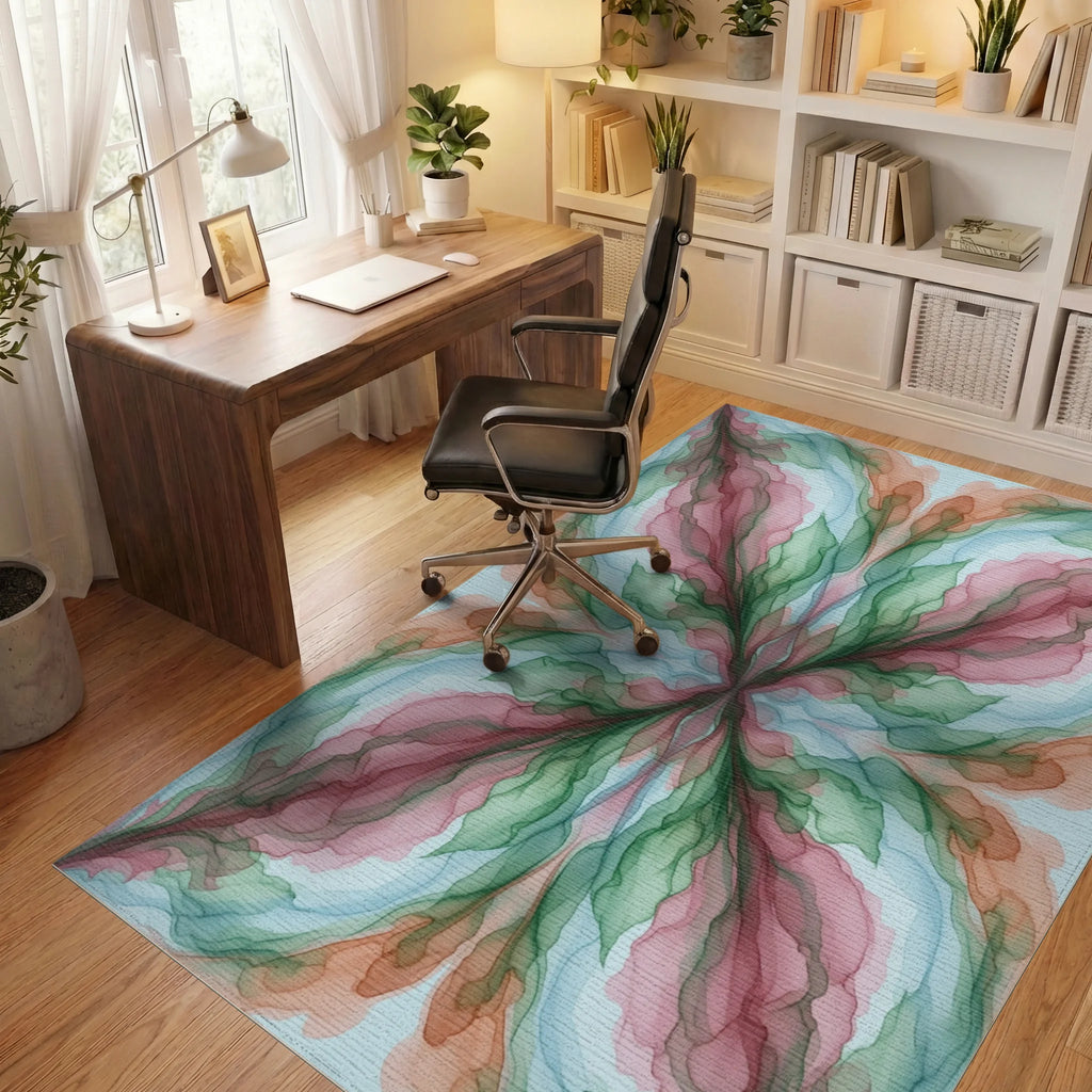 Pink Green Blue Rug - office