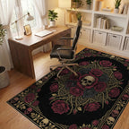Maroon Black Gold Rug - office