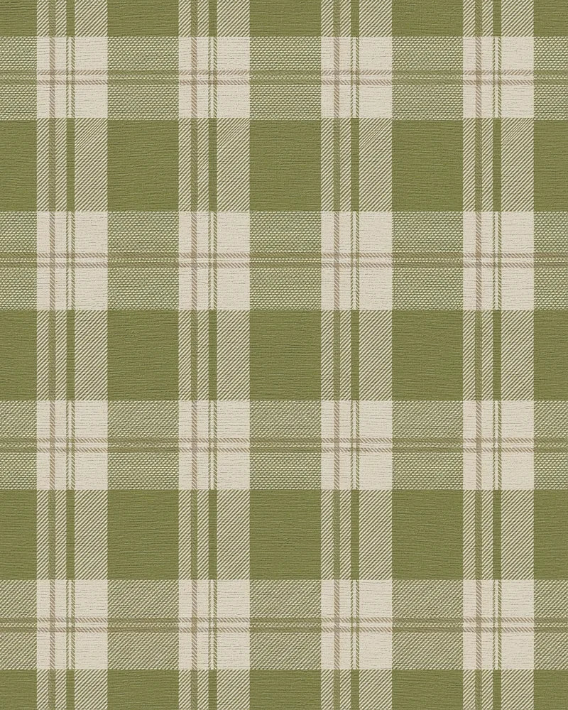 Olive Tan Plaid Squares Rug - Cutout View