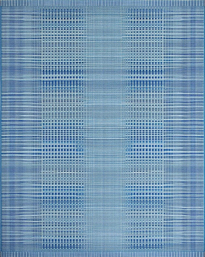 Ombre Blue Checked Gradient Rug - Cutout View