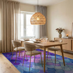 Ombre Mermaid Scale Watercolor Rug - Dining Room View