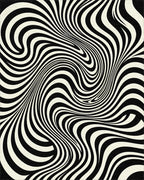 Optical Illusion Black Cream Swirl Rug - Cutout View