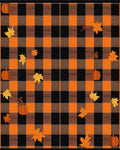Orange Black Buffalo Plaid Pumpkin Leaves Rug - Cutout View