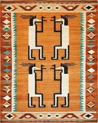 Orange Figures Southwestern Border Rug - Cutout View