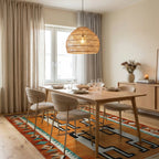 Orange Figures Southwestern Border Rug - Dining Room View