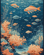 Orange Fish Teal Coral Underwater Rug - Cutout View
