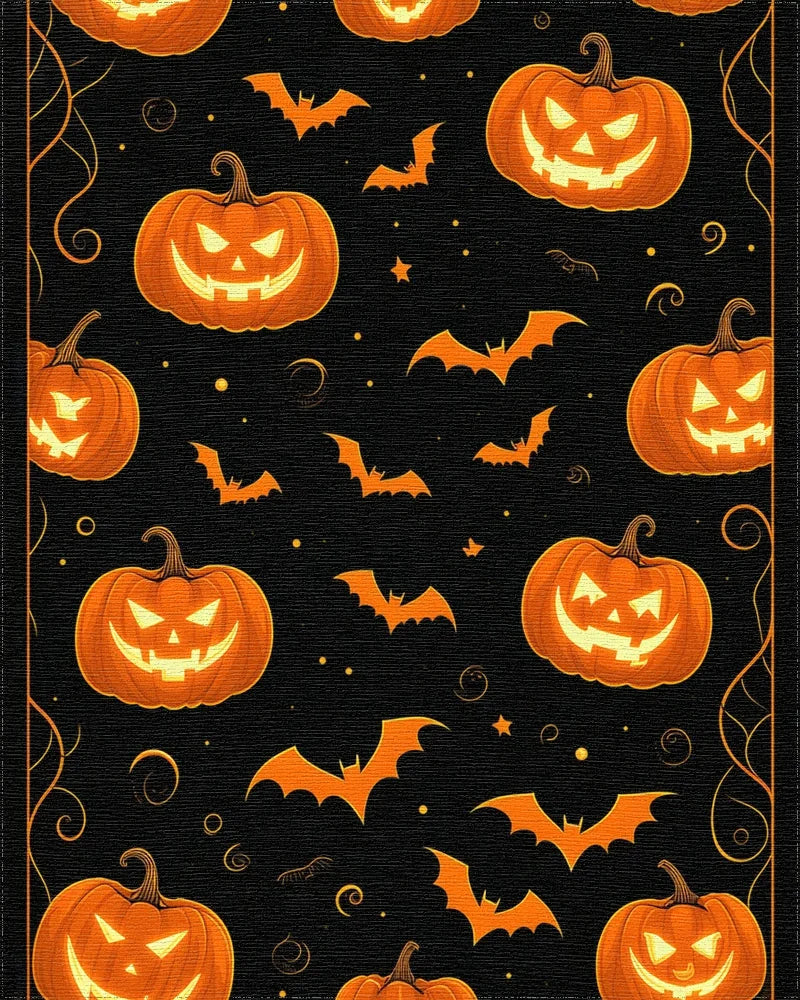Orange Glowing Jack-o'-Lantern Bats Rug - Cutout View