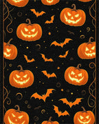 Orange Glowing Jack-o'-Lantern Bats Rug - Cutout View