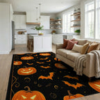 Orange Glowing Jack-o'-Lantern Bats Rug - Living Room View