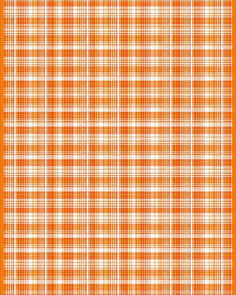 Orange White Plaid Classic Pattern Rug - Cutout View