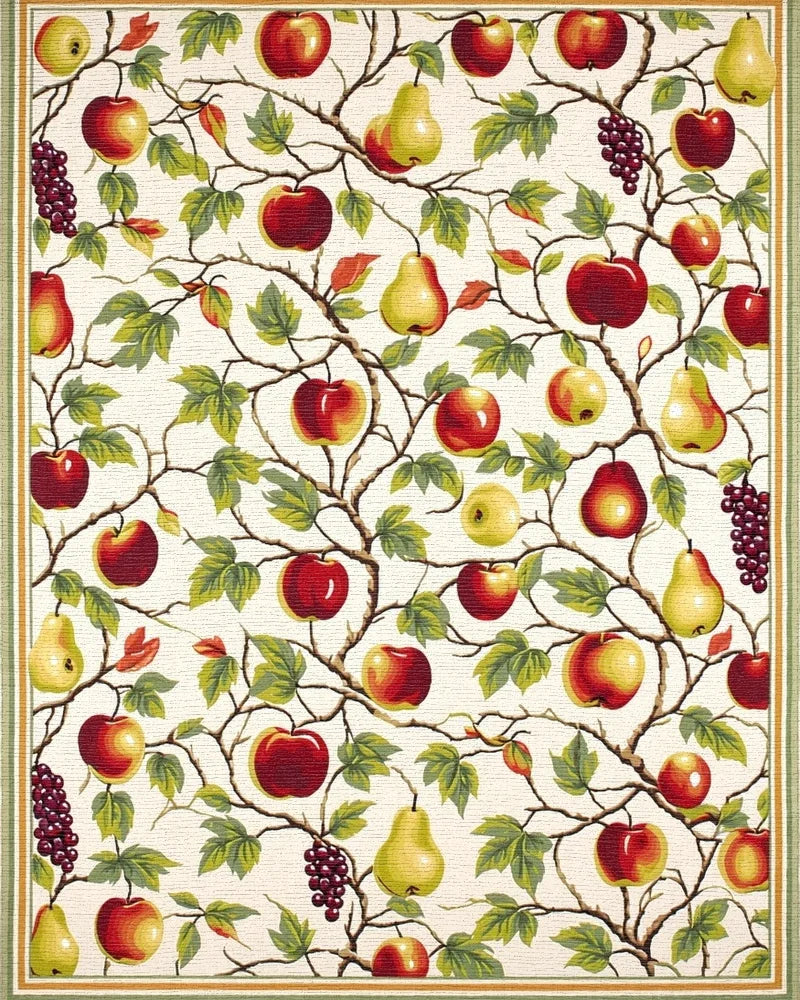 Orchard Apples Pears Grapes Pattern Rug - Cutout View