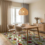 Orchard Apples Pears Grapes Pattern Rug Dining Room View