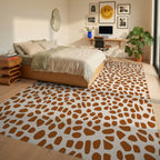 Organic Giraffe Spot Pattern Rug Bedroom View