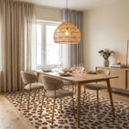 Organic Giraffe Spot Pattern Rug Dining Room View