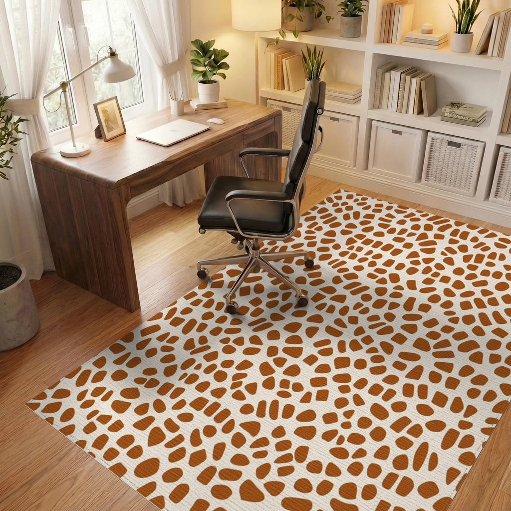 Organic Giraffe Spot Pattern Rug Office View