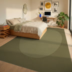 Organic Ochre Soft Curve Rug Bedroom View