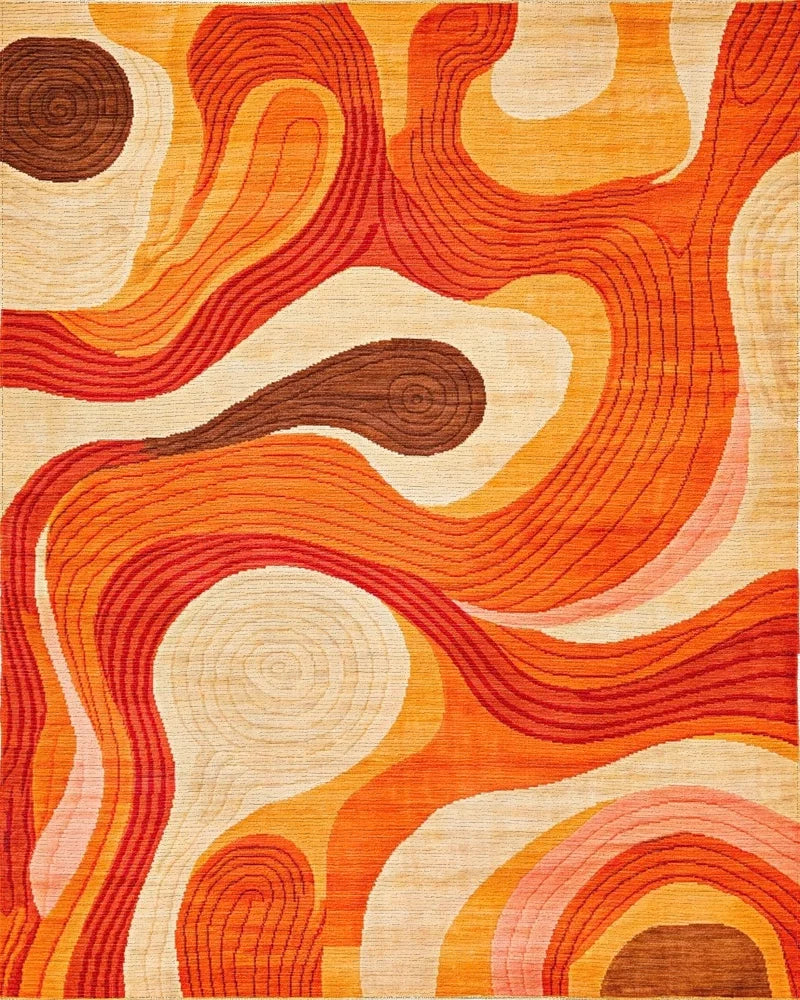 Organic Warm Tones Swirl Rug - Cutout View
