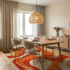 Organic Warm Tones Swirl Rug - Dining Room View