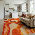 Organic Warm Tones Swirl Rug - Living Room View