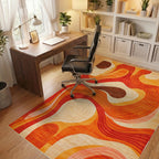 Organic Warm Tones Swirl Rug - Office View