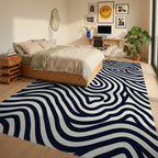Organic Wavy Line Pattern Rug Bedroom View