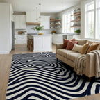 Organic Wavy Line Pattern Rug Living Room View