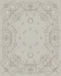 Ornate Beige Floral Scroll Frame Rug - Cutout View