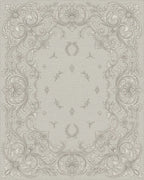 Ornate Beige Floral Scroll Frame Rug - Cutout View