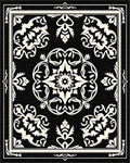 Ornate Black Cream Floral Medallion Rug - Cutout View