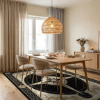 Ornate Black Gold Compass Rose Rug - Dining Room View