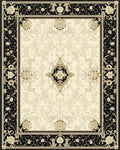 Ornate Black Gold Floral Medallion Rug - Cutout View