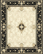Ornate Black Gold Floral Medallion Rug - Cutout View