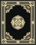 Ornate Black Gold Mandala Pattern Rug - Cutout View