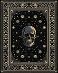 Ornate Black Gold Skull Stars Rug - Cutout View
