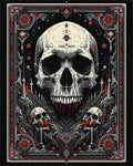 Ornate Black Red Skull Gothic Rug - Cutout View